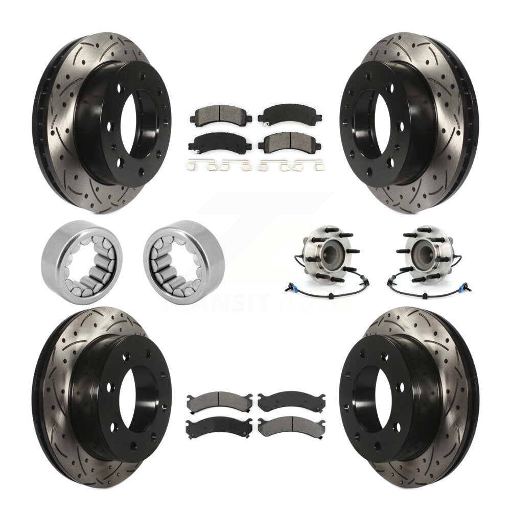 Front Rear Hub Bearing Coated Brake Rotor Pads Shoe Kit (10Pc) For Chevrolet Express 2500 KBB-111154