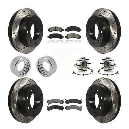 Front Rear Hub Bearing Coated Brake Rotor Pads Shoe Kit (10Pc) For Chevrolet Express 2500 KBB-111154