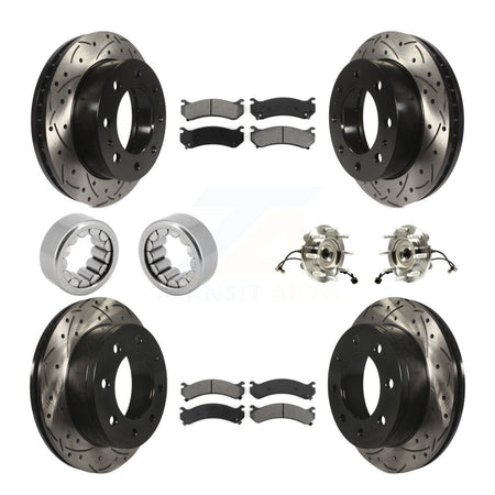Front Rear Hub Bearing Coated Brake Rotor Pad Shoe Kit (10Pc) For GMC Chevrolet Silverado KBB-111159