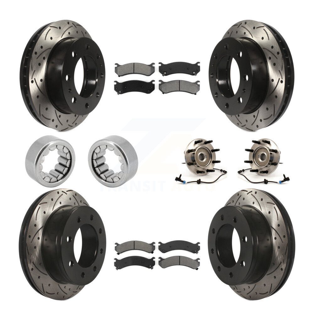 Front Rear Bearing Coated Brake Rotor Pad Shoe Kit (10Pc) For Chevrolet Silverado 2500 HD KBB-111162