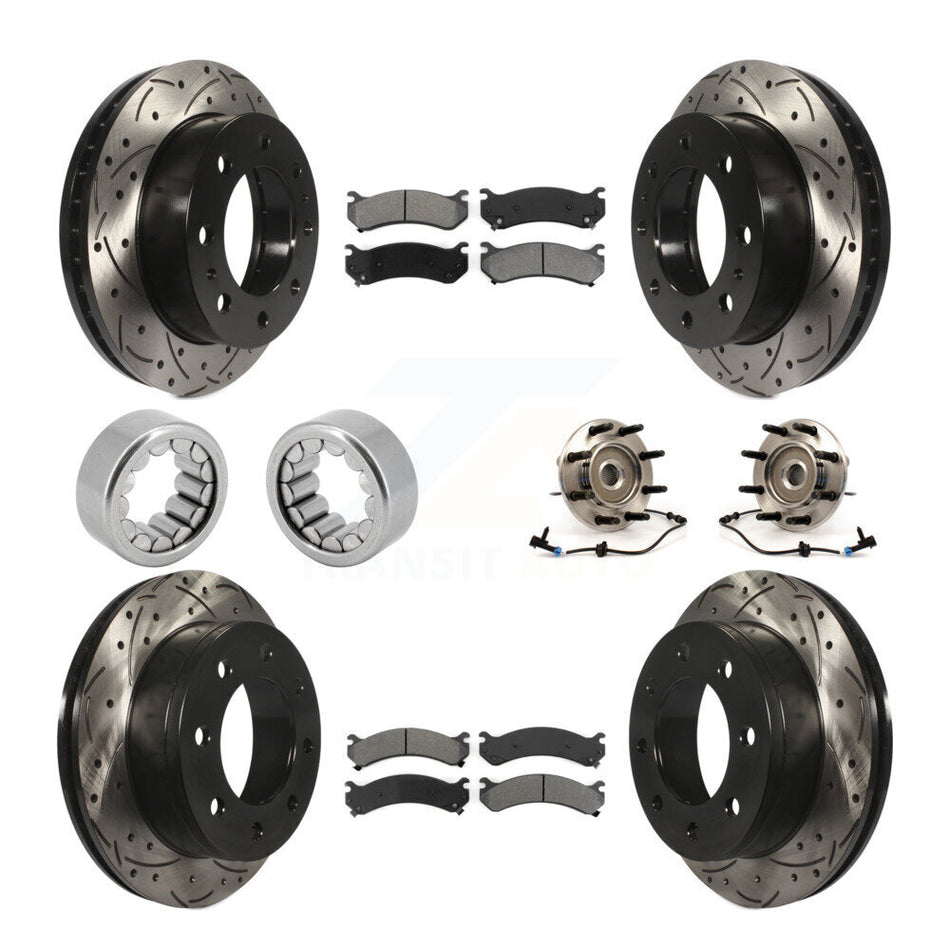 Front Rear Hub Bearing Coat Brake Rotor Pads Shoe Kit (10Pc) For Hummer H2 Chevrolet 2500 KBB-111163