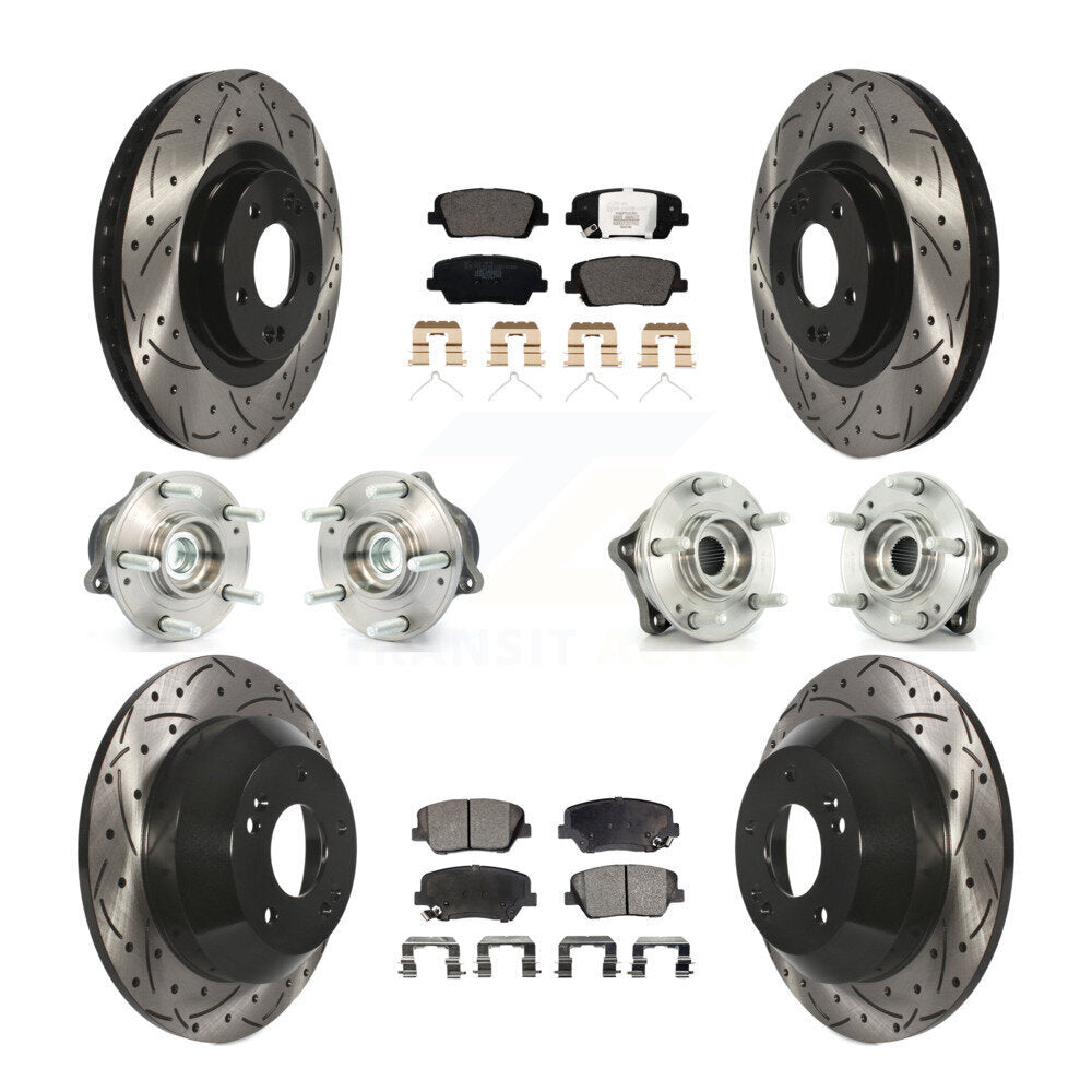 Front Rear Hub Bearing Coated Brake Rotor & Pads Kit (10Pc) For 2014-2015 Kia Sorento FWD KBB-111207