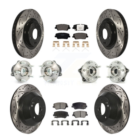 Front Rear Hub Bearing Coated Brake Rotor & Pads Kit (10Pc) For 2014-2015 Kia Sorento FWD KBB-111207