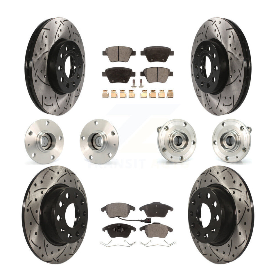 Front Rear Hub Bearings Assembly Coated Disc Brake Rotors And Ceramic Pads Kit (10Pc) For Volkswagen Beetle KBB-111218