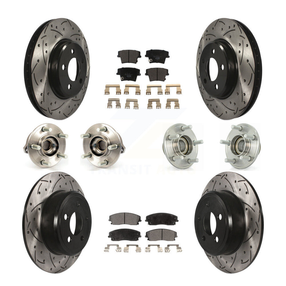 Front Rear Hub Bearings Assembly Coated Disc Brake Rotors And Ceramic Pads Kit (10Pc) For Dodge Charger Chrysler 300 Challenger KBB-111230