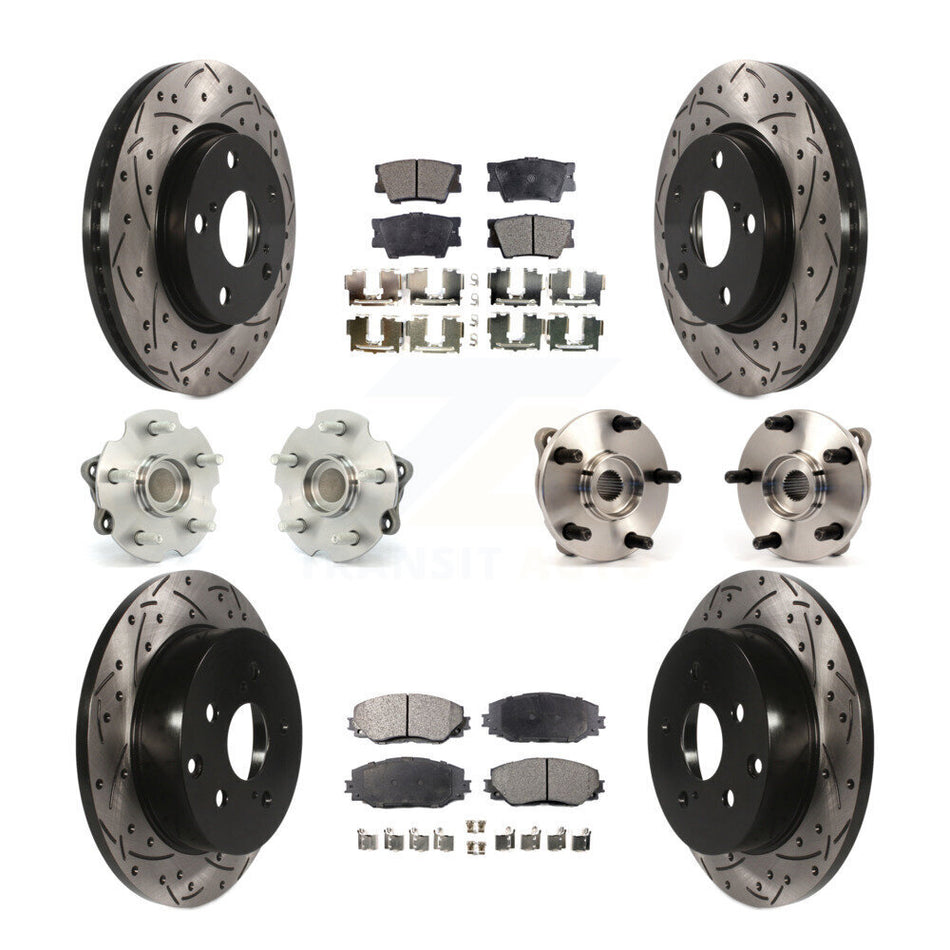 Front Rear Hub Bearings Assembly Coated Disc Brake Rotors And Ceramic Pads Kit (10Pc) For Toyota RAV4 Lexus HS250h KBB-111240