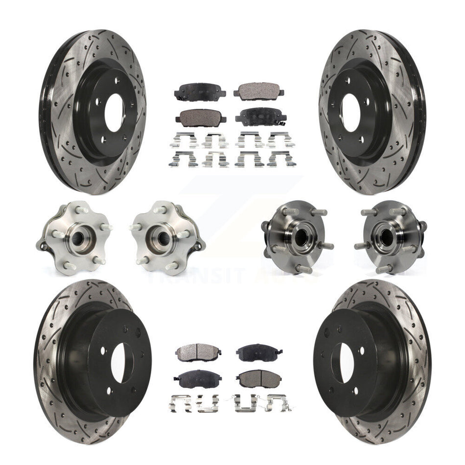 Front Rear Hub Bearings Assembly Coated Disc Brake Rotors And Ceramic Pads Kit (10Pc) For Nissan Juke KBB-111245