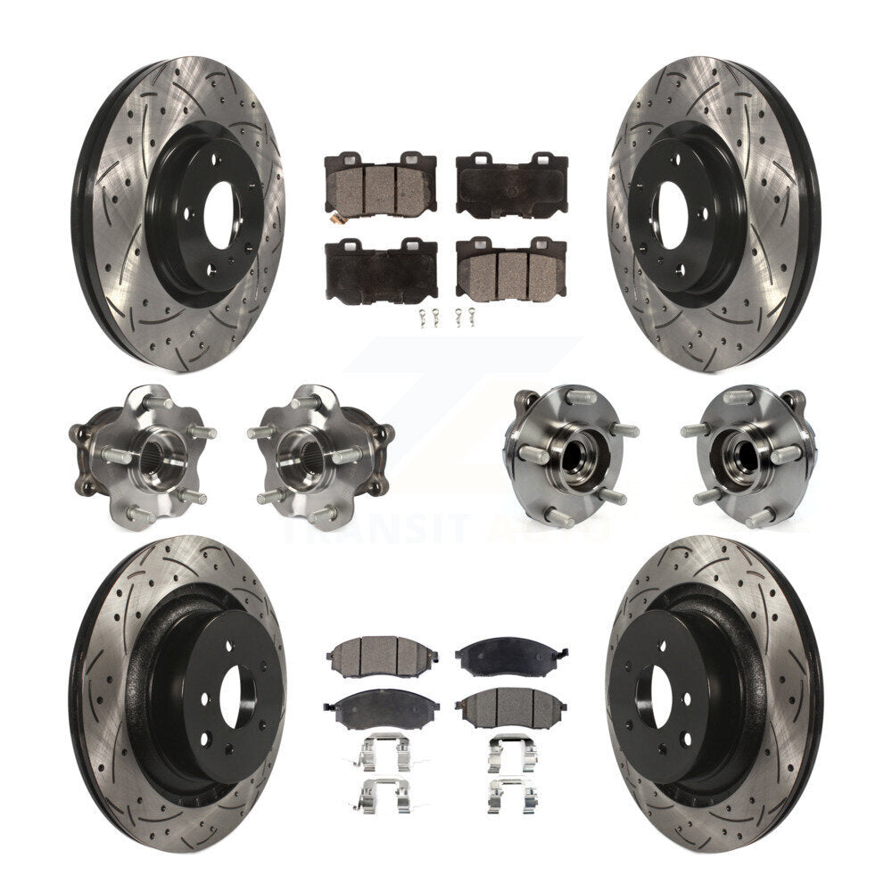 Front Rear Hub Bearing Coated Disc Brake Rotor And Ceramic Pad Kit (10Pc) For Nissan 370Z KBB-111253