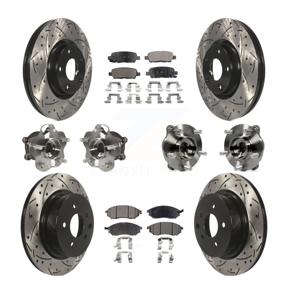 Front Rear Hub Bearing Coated Brake Rotor Pads Kit (10Pc) For INFINITI G37 EX35 QX50 EX37 KBB-111260