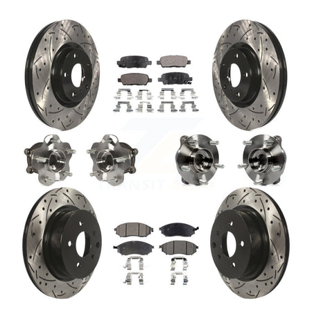 Front Rear Hub Bearing Coated Brake Rotor Pads Kit (10Pc) For INFINITI G37 EX35 QX50 EX37 KBB-111260