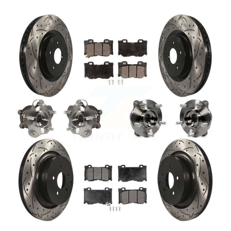 Front Rear Hub Bearings Coated Disc Brake Rotors And Pads Kit (10Pc) For INFINITI FX50 KBB-111262