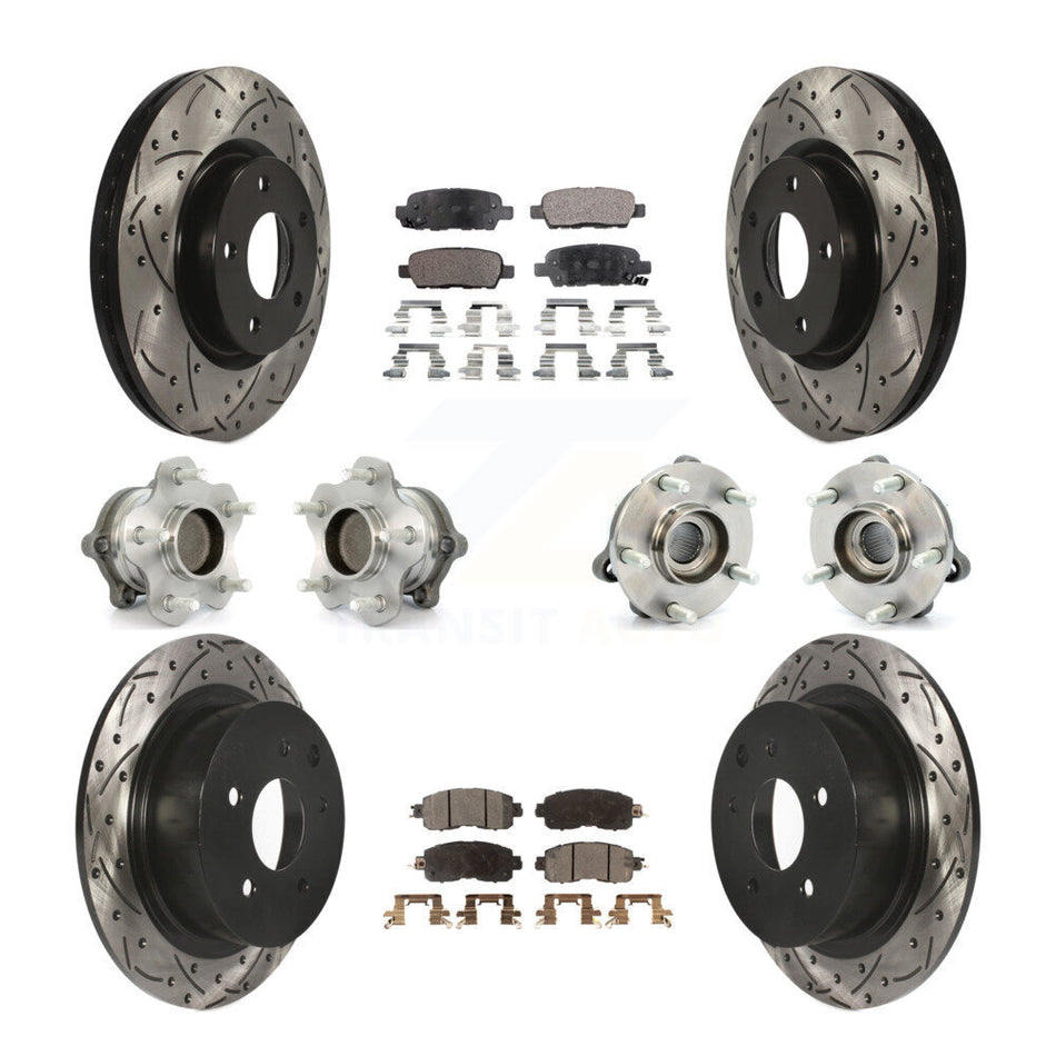 Front Rear Hub Bearings Assembly Coated Disc Brake Rotors And Ceramic Pads Kit (10Pc) For Nissan Altima KBB-111269
