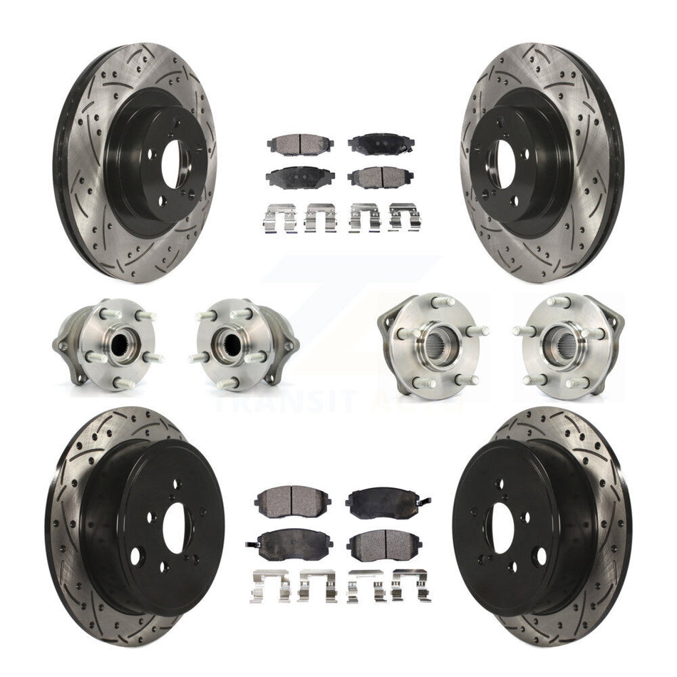 Front Rear Hub Bearings Assembly Coated Disc Brake Rotors And Ceramic Pads Kit (10Pc) For Subaru Outback Forester Impreza Legacy KBB-111274