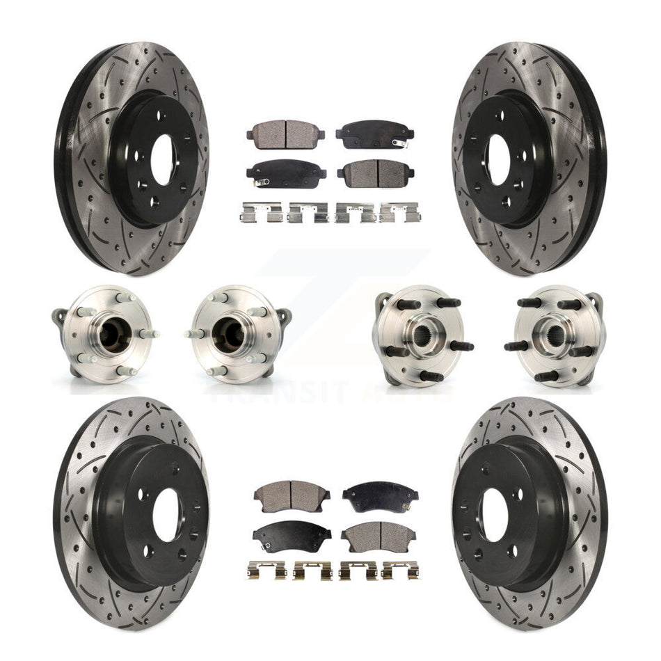 Front Rear Hub Bearings Assembly Coated Disc Brake Rotors And Ceramic Pads Kit (10Pc) For 2011-2012 Chevrolet Cruze KBB-111285