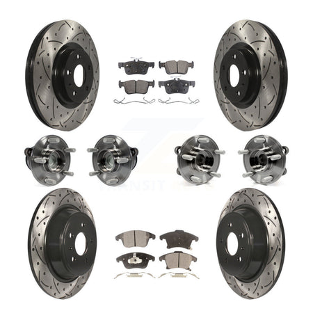 Front Rear Hub Bearing Coated Disc Brake Rotor Pad Kit (10Pc) For Ford Fusion Lincoln MKZ KBB-111293