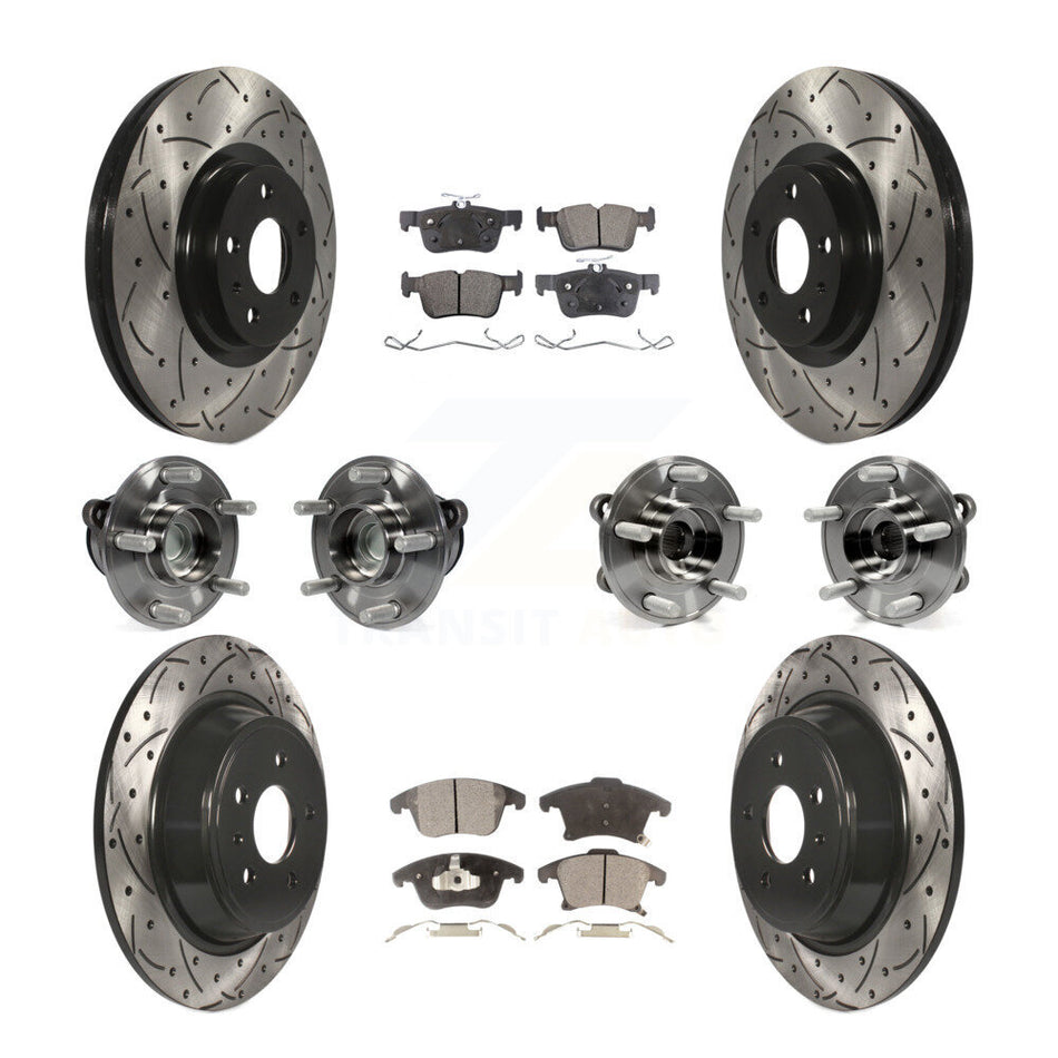 Front Rear Hub Bearing Coated Disc Brake Rotor Pad Kit (10Pc) For Ford Fusion Lincoln MKZ KBB-111293