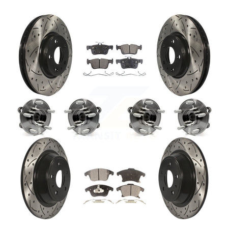 Front Rear Hub Bearing Coated Disc Brake Rotor And Ceramic Pad Kit (10Pc) For Ford Fusion KBB-111294