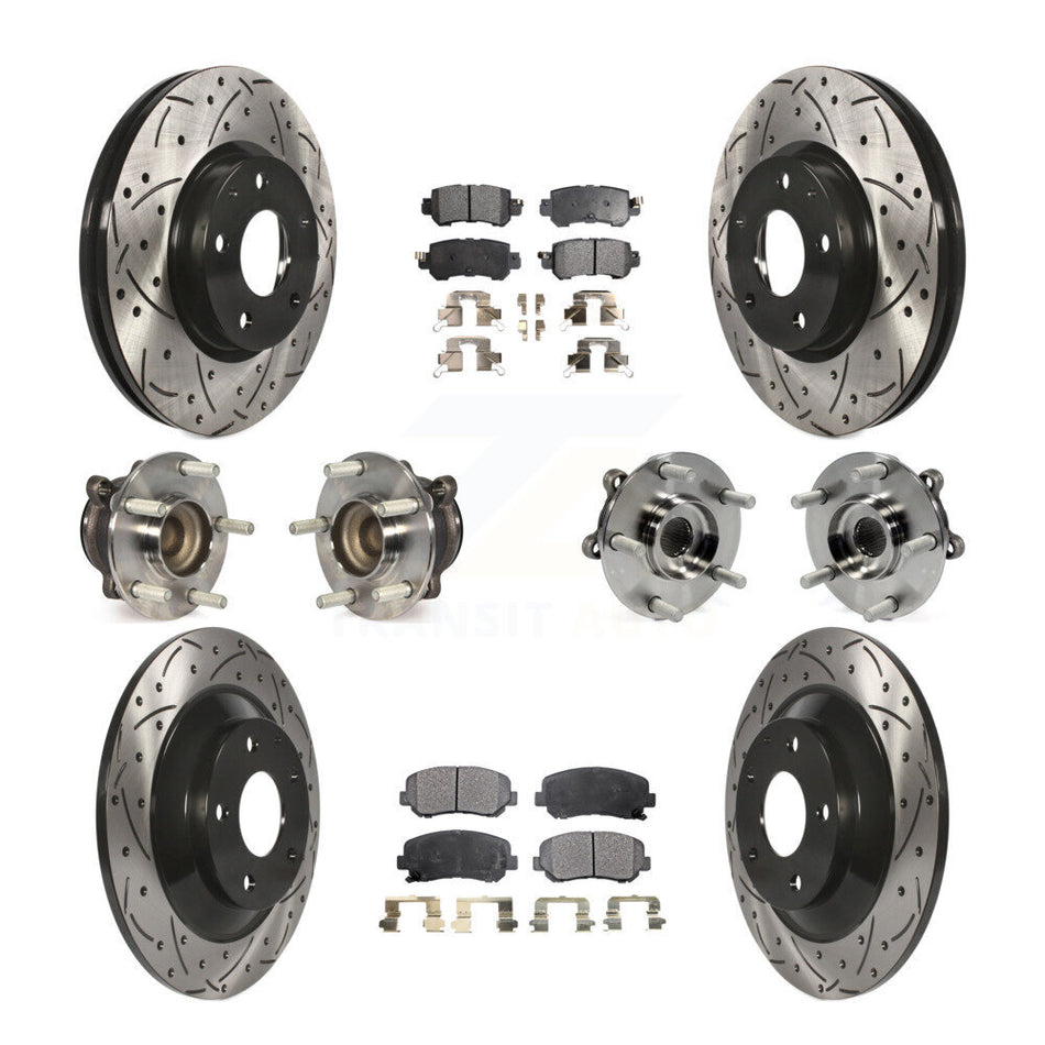 Front Rear Hub Bearings Assembly Coated Disc Brake Rotors And Ceramic Pads Kit (10Pc) For Mazda CX-5 FWD KBB-111302
