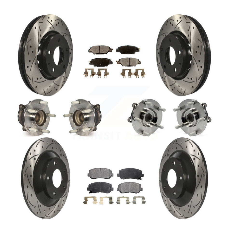 Front Rear Hub Bearings Assembly Coated Disc Brake Rotors And Ceramic Pads Kit (10Pc) For Mazda CX-5 KBB-111305