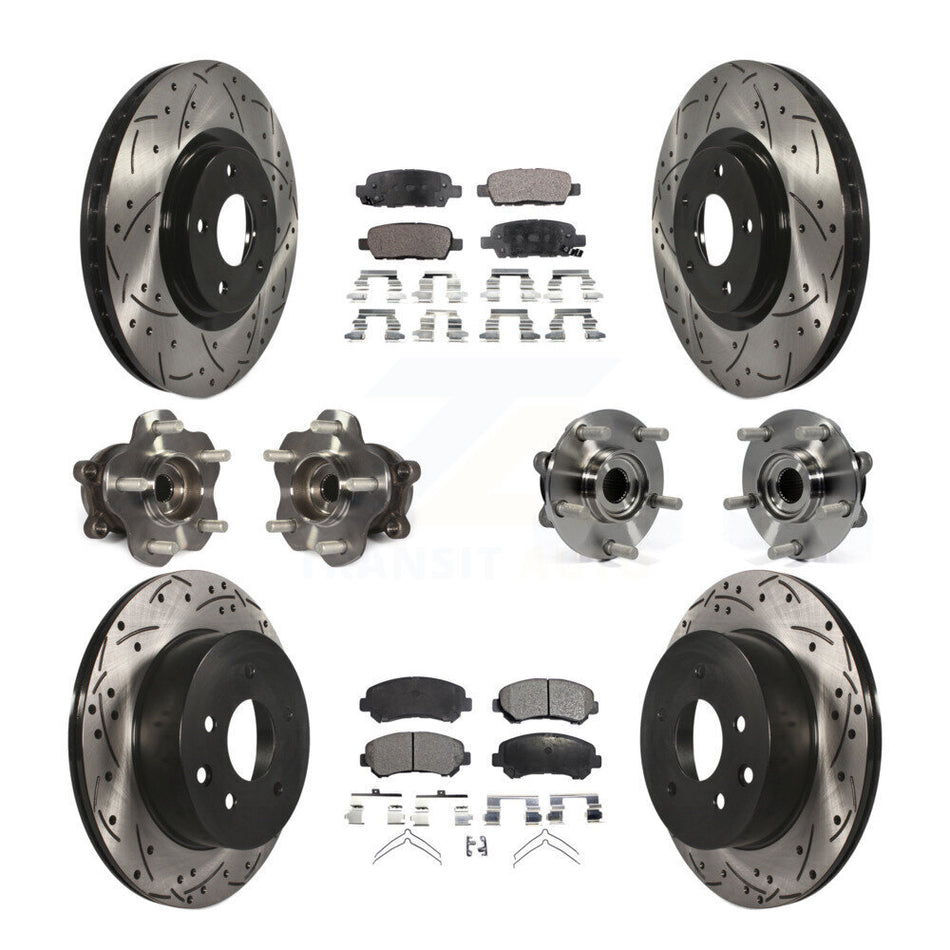 Front Rear Hub Bearings Assembly Coated Disc Brake Rotors And Ceramic Pads Kit (10Pc) For Nissan Juke KBB-111310