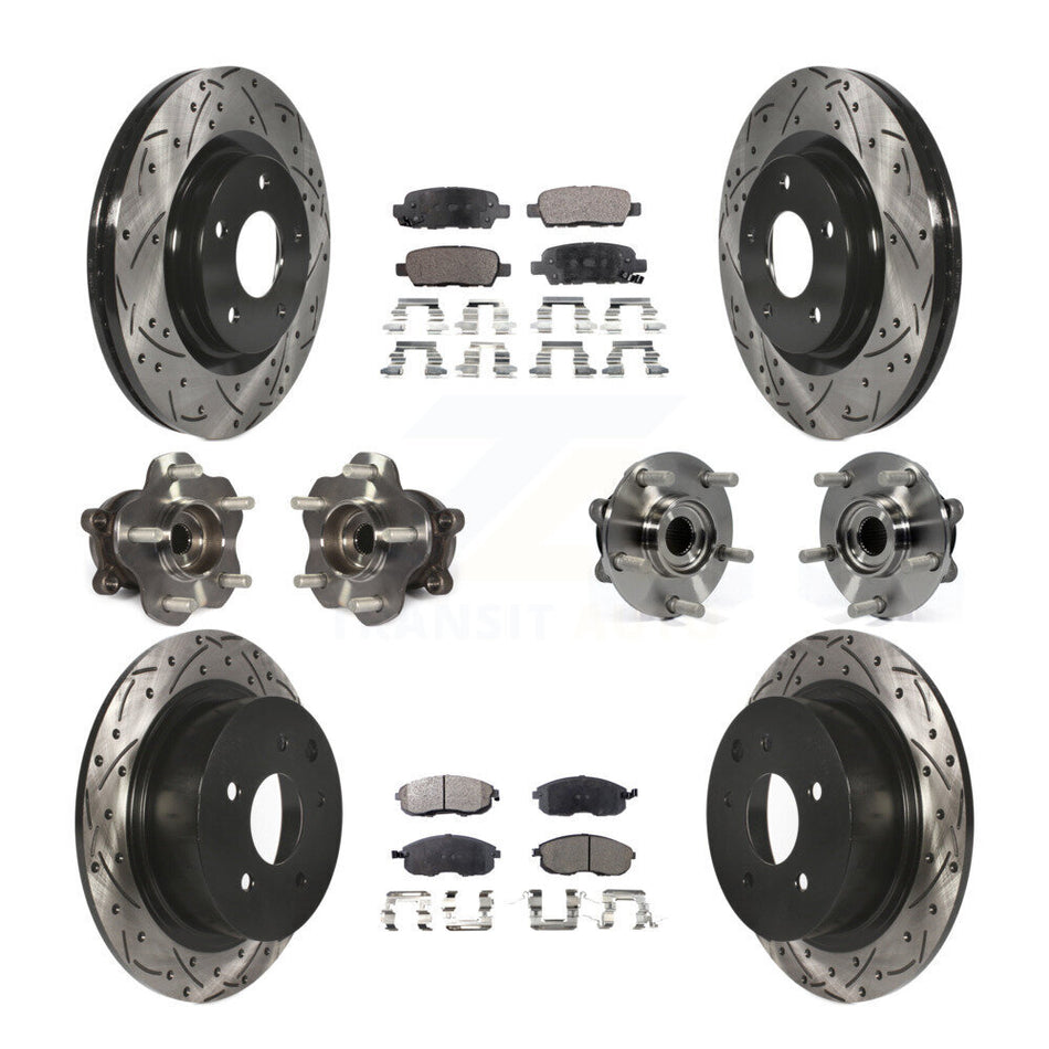 Front Rear Hub Bearings Assembly Coated Disc Brake Rotors And Ceramic Pads Kit (10Pc) For Nissan Juke KBB-111311