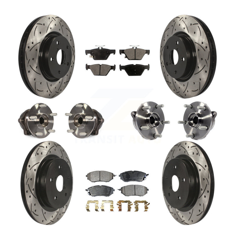 Front Rear Hub Bearings Assembly Coated Disc Brake Rotors And Ceramic Pads Kit (10Pc) For Subaru Outback Legacy WRX KBB-111314