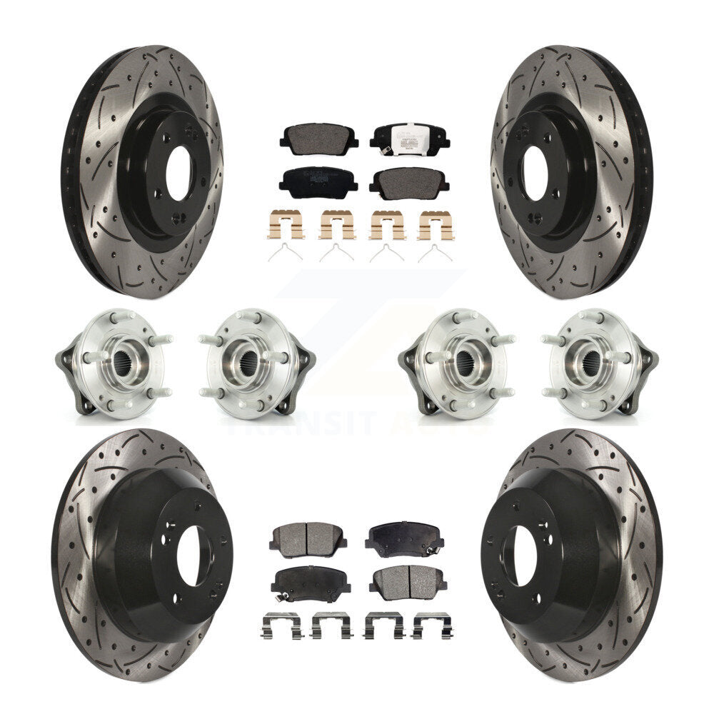 Front Rear Hub Bearing Coated Brake Rotor & Pads Kit (10Pc) For 2014-2015 Kia Sorento AWD KBB-111339