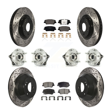 Front Rear Hub Bearing Coated Brake Rotor & Pads Kit (10Pc) For 2014-2015 Kia Sorento AWD KBB-111339