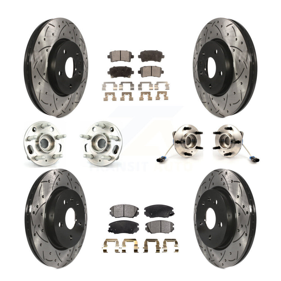 Front Rear Hub Bearings Assembly Coated Disc Brake Rotors And Ceramic Pads Kit (10Pc) For 2010 Buick Allure KBB-111349