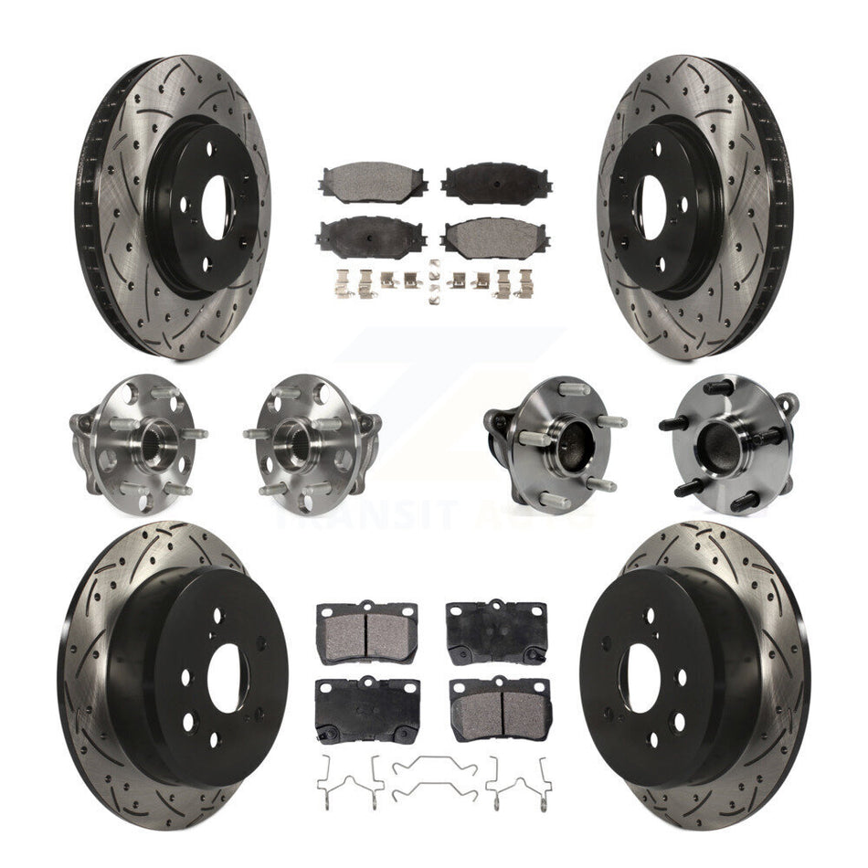 Front Rear Hub Bearings Assembly Coated Disc Brake Rotors And Ceramic Pads Kit (10Pc) For Lexus IS250 KBB-111351