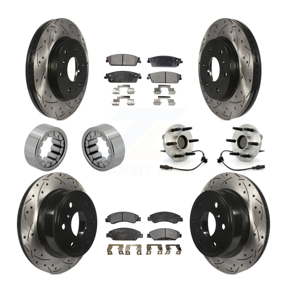 Front Rear Hub Bearing Coated Brake Rotor Pad Shoe Kit (10Pc) For Chevrolet Avalanche GMC KBB-111360