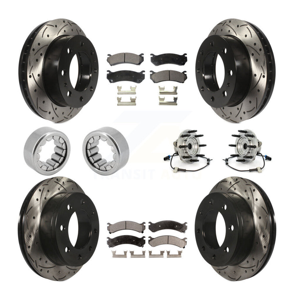 Front Rear Hub Bearings Coated Disc Brake Rotors And Pads Shoes Kit (10Pc) For Hummer H2 KBB-111380