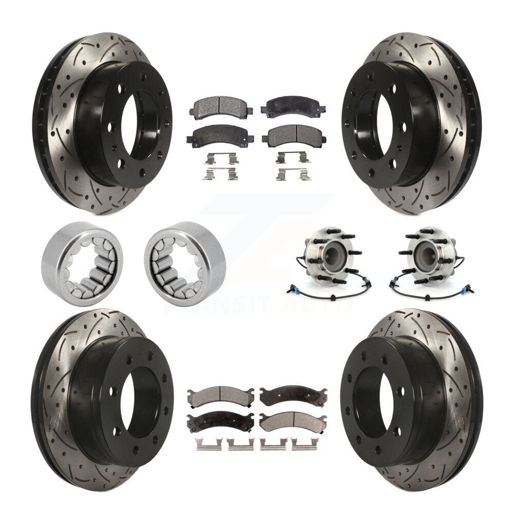 Front Rear Hub Bearing Coated Brake Rotor Pads Shoe Kit (10Pc) For Chevrolet Express 2500 KBB-111381