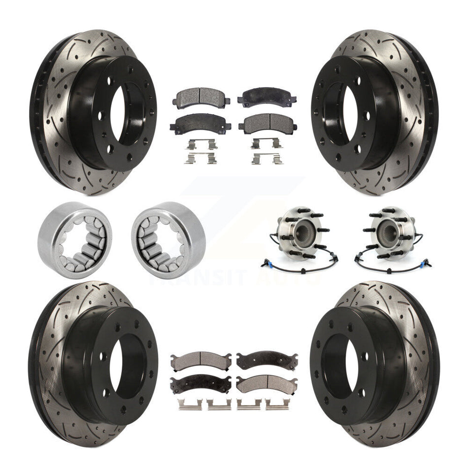 Front Rear Hub Bearing Coated Brake Rotor Pads Shoe Kit (10Pc) For Chevrolet Express 2500 KBB-111381