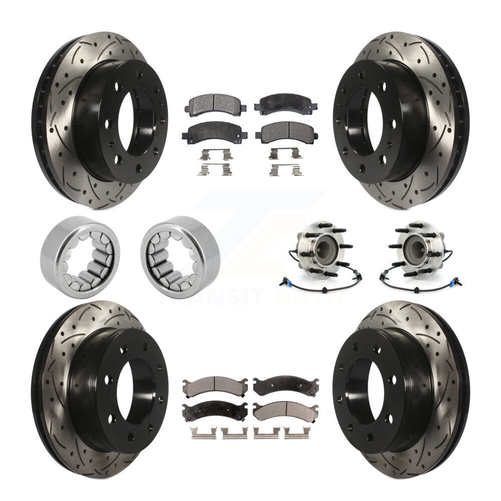 Front Rear Hub Bearing Coated Brake Rotor Pads Shoe Kit (10Pc) For Chevrolet Express 2500 KBB-111383
