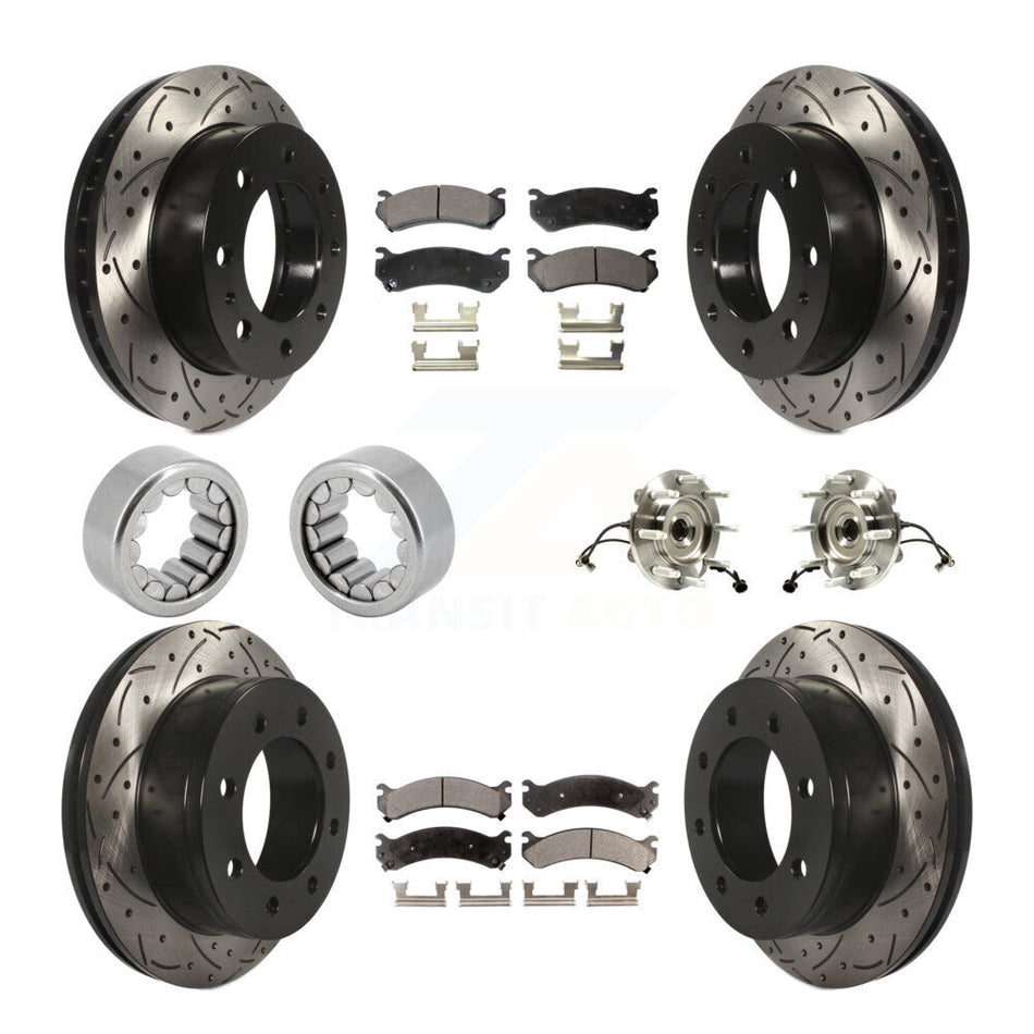 Front Rear Hub Bearing Coat Brake Rotor Pads Shoe Kit (10Pc) For Chevrolet Silverado 2500 KBB-111387