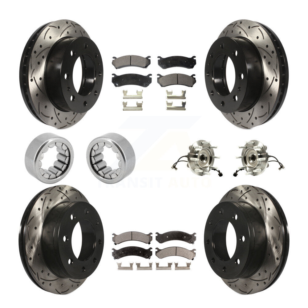 Front Rear Hub Bearing Coated Brake Rotor Pad Shoe Kit (10Pc) For GMC Chevrolet Silverado KBB-111388