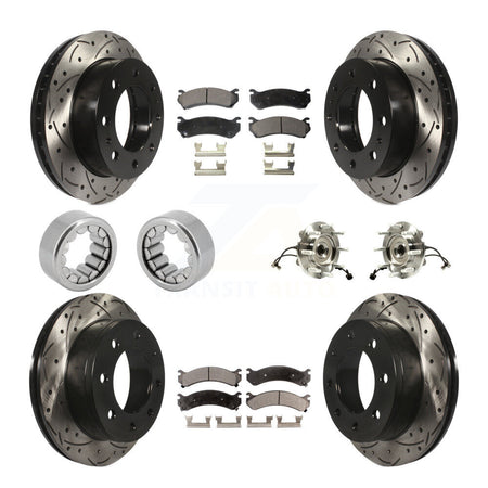 Front Rear Hub Bearing Coated Brake Rotor Pad Shoe Kit (10Pc) For GMC Chevrolet Silverado KBB-111388