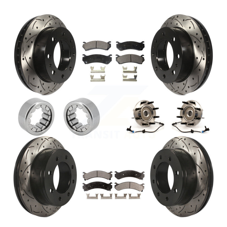 Front Rear Bearing Coated Brake Rotor Pad Shoe Kit (10Pc) For Chevrolet Silverado 2500 HD KBB-111391