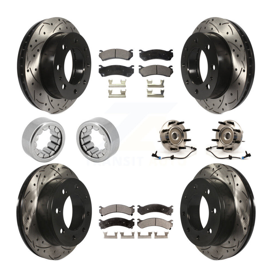 Front Rear Hub Bearing Coat Brake Rotor Pads Shoe Kit (10Pc) For Hummer H2 Chevrolet 2500 KBB-111392