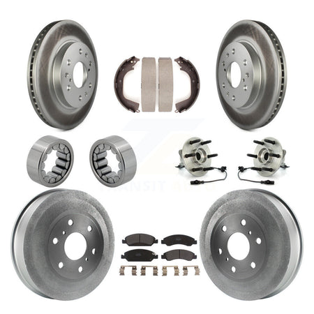 Front Rear Hub Bearing Coat Brake Rotor Pad Shoe Kit (10Pc) For GMC Sierra 1500 Chevrolet KBB-111418
