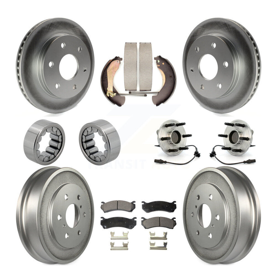 Front Rear Hub Bearing Coat Brake Rotor Pads Shoe Kit (10Pc) For Chevrolet Silverado 1500 KBB-111420