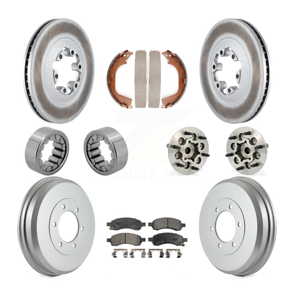 Front Rear Hub Bearing Coated Brake Rotor Pads Shoe Kit (10Pc) For Chevrolet Colorado GMC KBB-111426