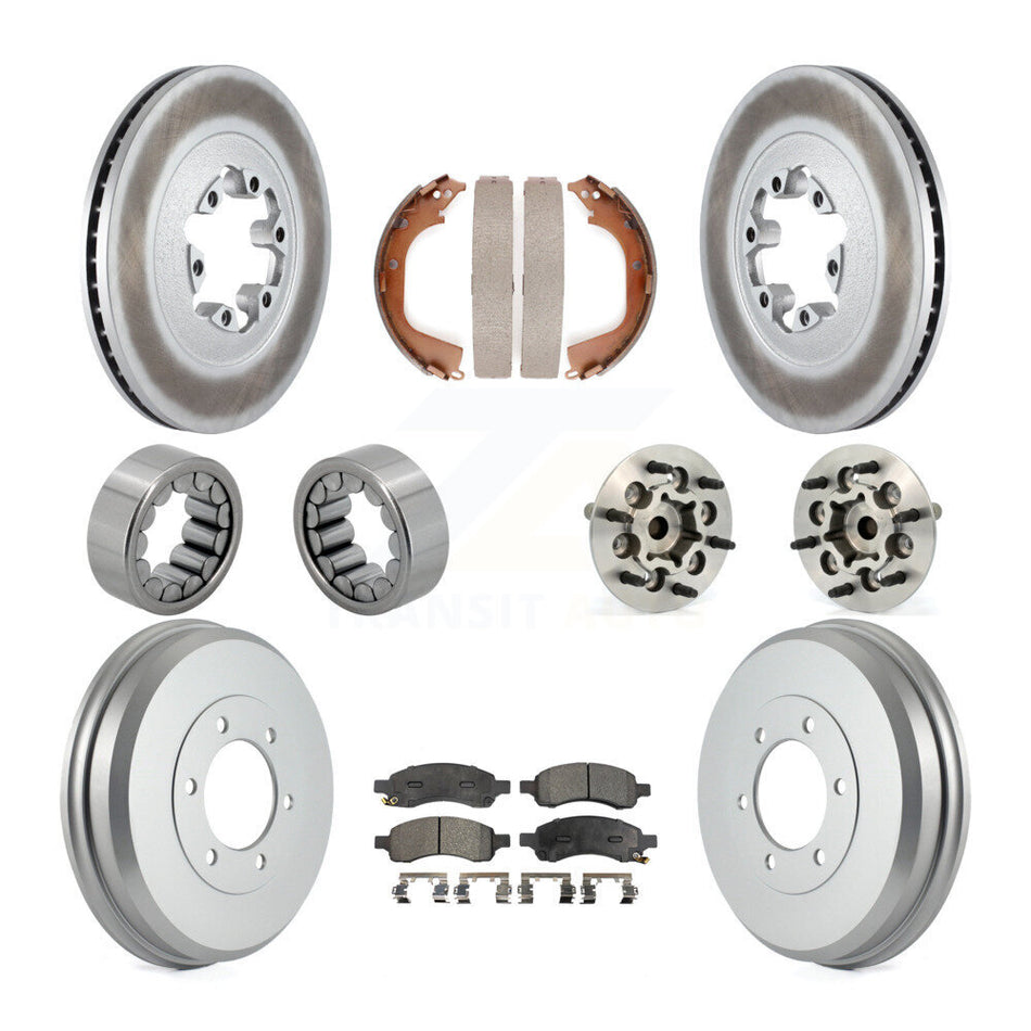 Front Rear Hub Bearing Coated Brake Rotor Pads Shoe Kit (10Pc) For Chevrolet Colorado GMC KBB-111426