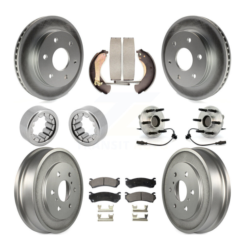 Front Rear Hub Bearing Coat Brake Rotor Pads Shoe Kit (10Pc) For Chevrolet Silverado 1500 KBB-111438