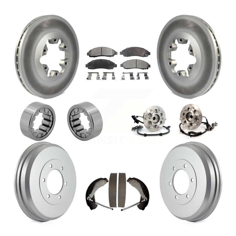 Front Rear Hub Bearing Coated Brake Rotor Pads Shoe Kit (10Pc) For Chevrolet Colorado GMC KBB-111440