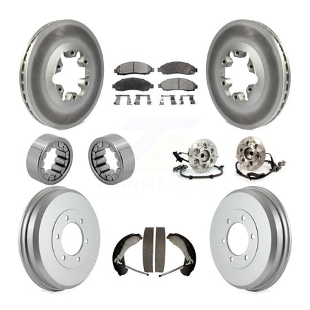 Front Rear Hub Bearing Coated Brake Rotor Pads Shoe Kit (10Pc) For Chevrolet Colorado GMC KBB-111440