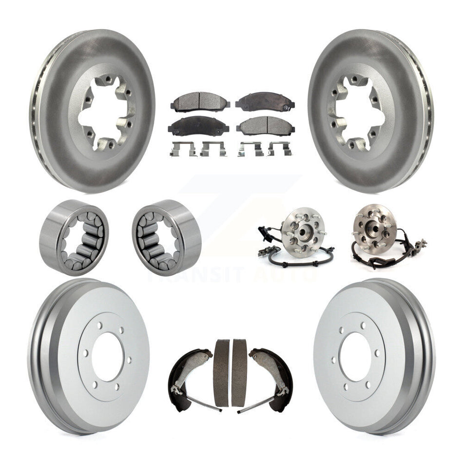 Front Rear Hub Bearing Coated Brake Rotor Pads Shoe Kit (10Pc) For Chevrolet Colorado GMC KBB-111440