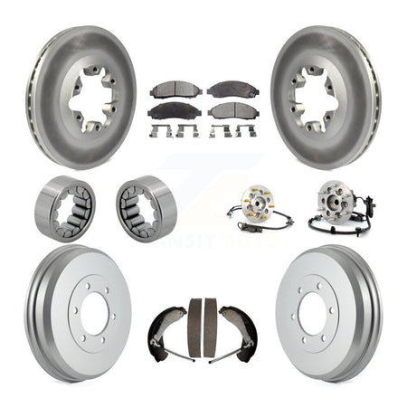 Front Rear Hub Bearing Coated Brake Rotor Pads Shoe Kit (10Pc) For Chevrolet Colorado GMC KBB-111442
