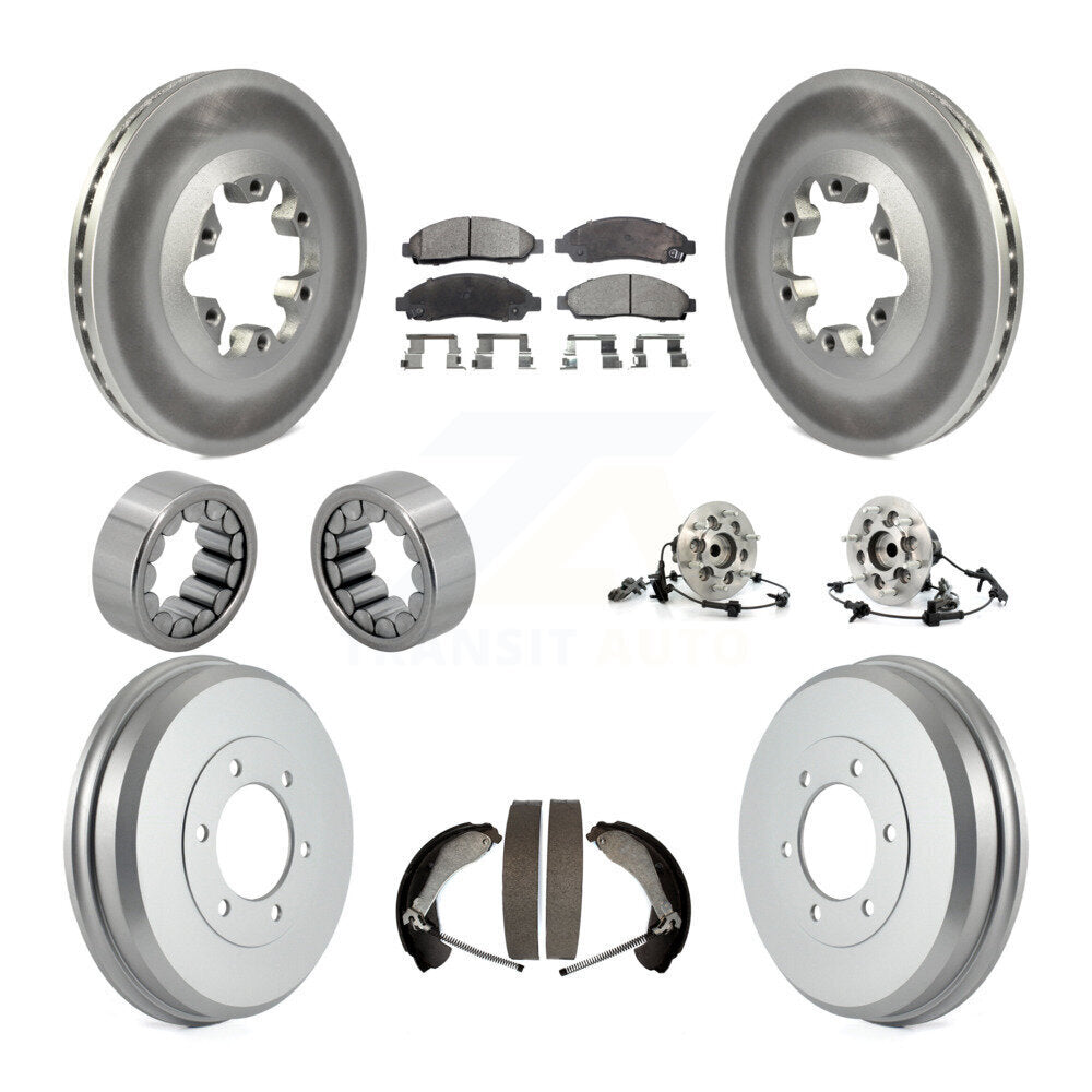 Front Rear Hub Bearing Coated Brake Rotor Pads Shoe Kit (10Pc) For Chevrolet Colorado GMC KBB-111444